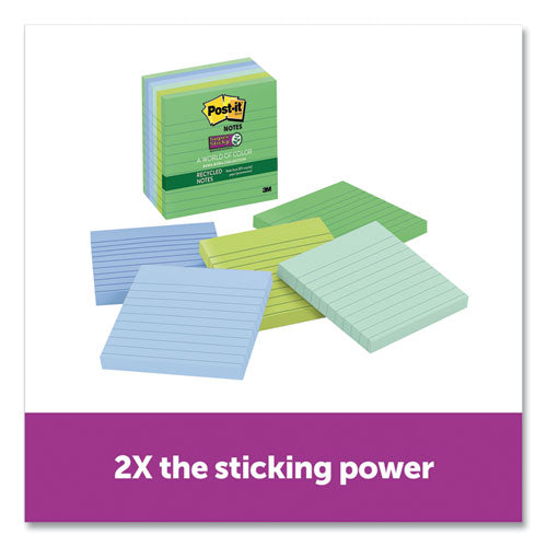 Recycled Notes In Bora Bora Colors, Lined, 4 X 4, 90-sheet, 6-pack