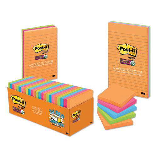Pads In Rio De Janeiro Colors, Lined, 4 X 4, 90-sheet Pads, 6-pack
