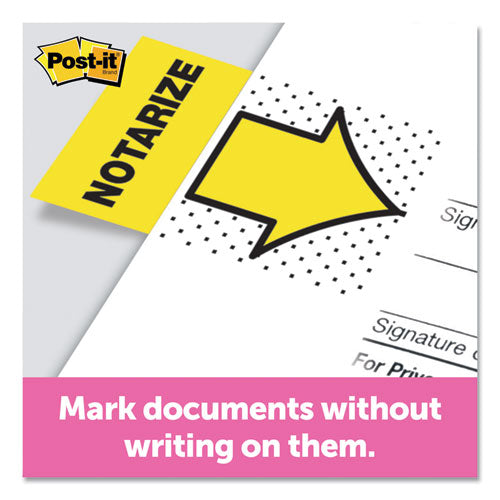 Arrow Message 1" Page Flags, "notarize," Yellow, 2 50-flag Dispensers-pack