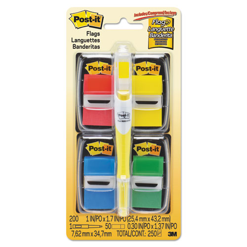 Page Flag Value Pack, Assorted, 200 1" Flags + Highlighter With 50 1-2" Flags