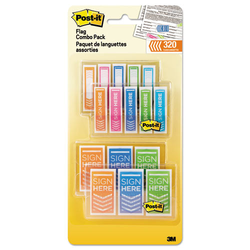 Flags Combo Pack, 1-2" And 1", Assorted Bright Colors, 320-pack