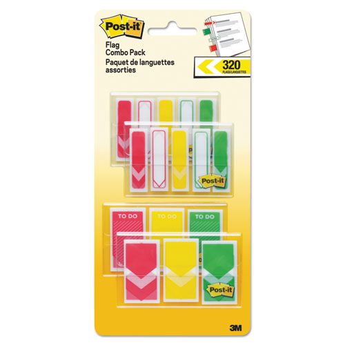 1-2" And 1" Prioritization Page Flag Value Pack, Red-yellow-green, 320-pack