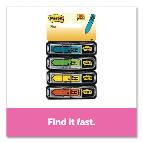 Arrow Message 1-2" Page Flags, Sign & Date, 4 Primary Colors, 20-disp, 4 Disp-pk