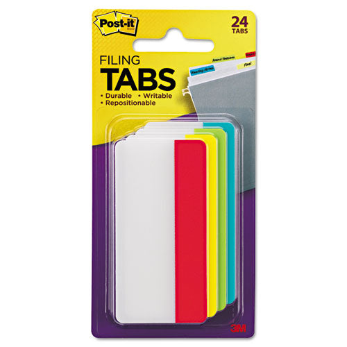 2" And 3" Tabs, 1-3-cut Tabs, Assorted Colors, 3" Wide, 24-pack