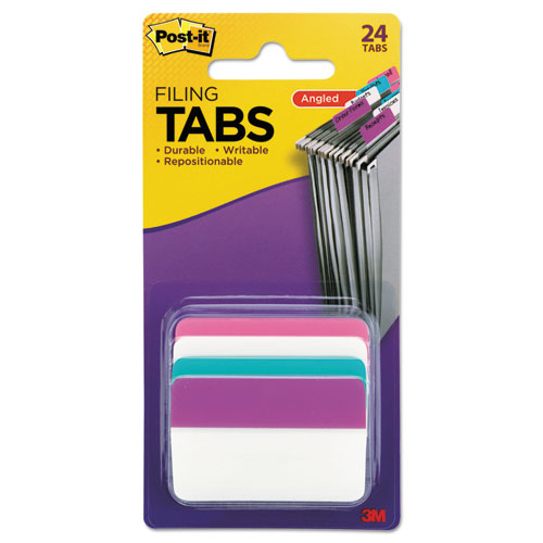 2" Angled Tabs, 1-5-cut Tabs, Assorted Pastels, 2" Wide, 24-pack