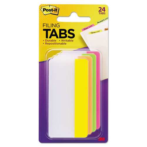 2" And 3" Tabs, 1-3-cut Tabs, Assorted Brights, 3" Wide, 24-pack