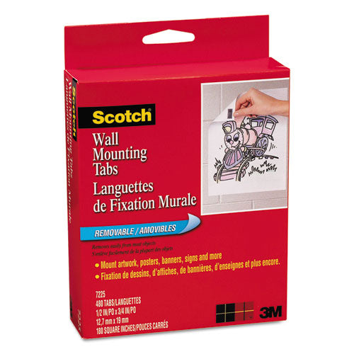 Precut Removable Mounting Tabs, Double-sided, 1-2 X 3-4, 480-pack