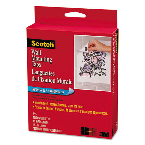 Precut Removable Mounting Tabs, Double-sided, 1-2 X 3-4, 480-pack