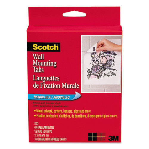 Precut Removable Mounting Tabs, Double-sided, 1-2 X 3-4, 480-pack
