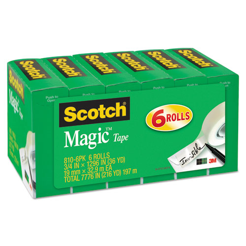 Magic Tape Refill, 1" Core, 0.75" X 36 Yds, Clear, 6-pack