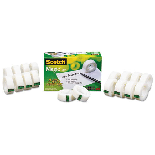 Magic Tape Cabinet Pack, 1" Core, 0.75" X 83.33 Ft, Clear, 18-pack