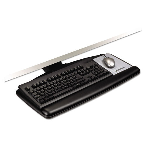Knob Adjust Keyboard Tray With Standard Platform, 25.2w X 12d, Black