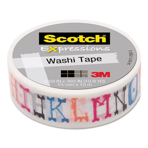 Expressions Washi Tape, 1.25" Core, 1.18" X 32.75 Ft, Multicolor Alphabet Soup