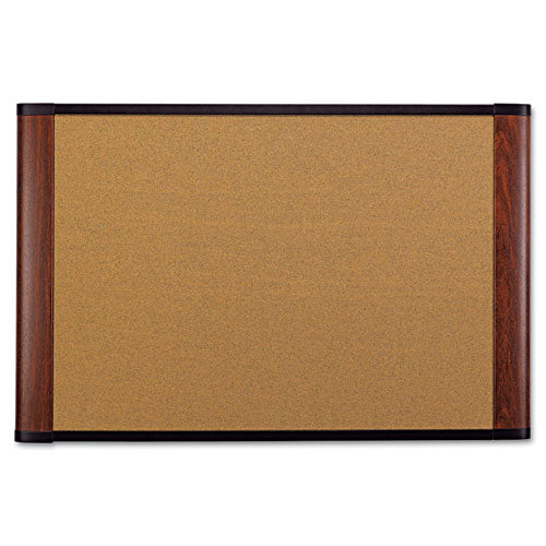 Cork Bulletin Board, 36 X 24, Aluminum Frame W-mahogany Wood Grained Finish