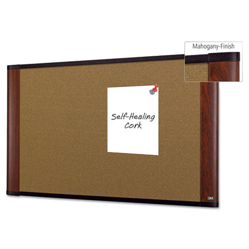 Cork Bulletin Board, 36 X 24, Aluminum Frame W-mahogany Wood Grained Finish