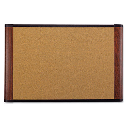 Cork Bulletin Board, 48 X 36, Aluminum Frame W-mahogany Wood Grained Finish