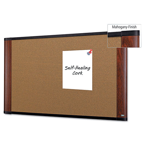 Cork Bulletin Board, 48 X 36, Aluminum Frame W-mahogany Wood Grained Finish