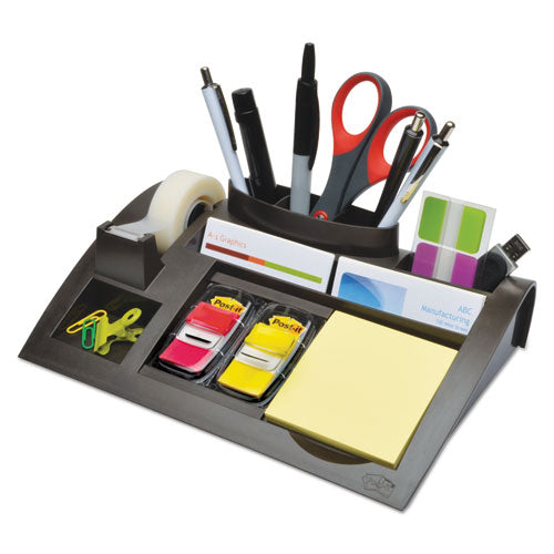 Notes Dispenser With Weighted Base, Plastic, 10 1-4" X 6 3-4" X 2 3-4", Black