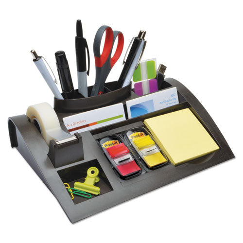Notes Dispenser With Weighted Base, Plastic, 10 1-4" X 6 3-4" X 2 3-4", Black