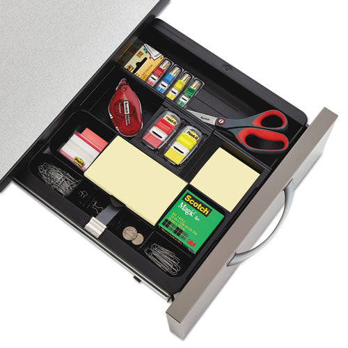 Recycled Plastic Desk Drawer Organizer Tray, Plastic, Black