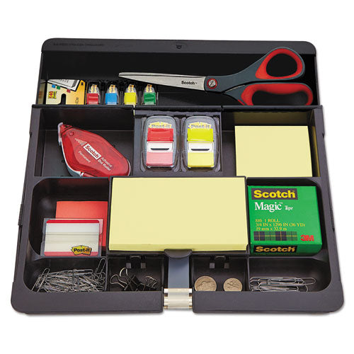 Recycled Plastic Desk Drawer Organizer Tray, Plastic, Black