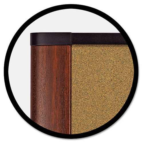 Cork Bulletin Board, 72 X 48, Aluminum Frame W-mahogany Wood Grained Finish
