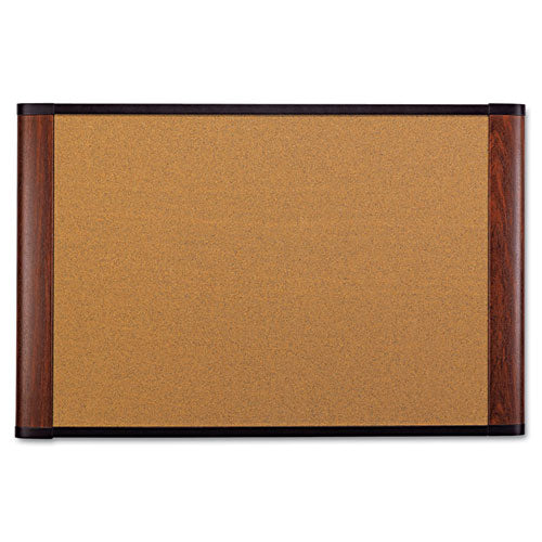 Cork Bulletin Board, 72 X 48, Aluminum Frame W-mahogany Wood Grained Finish
