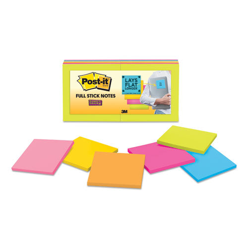Full Stick Notes, 3 X 3, Electric Yellow, 25 Sheets-pad, 12-pack