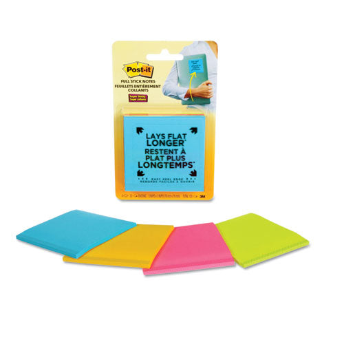 Full Stick Notes, 3 X 3, Assorted Rio De Janeiro Colors, 25 Sheets-pad, 4-pack