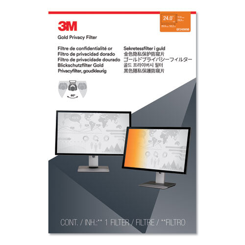 Gold Frameless Privacy Filter For 24" Widescreen Monitor, 16:9 Aspect Ratio
