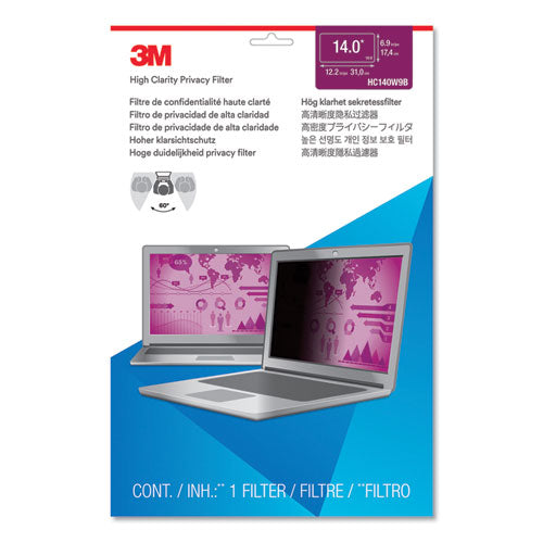 High Clarity Privacy Filter For 14" Widescreen Laptop, 16:9 Aspect Ratio