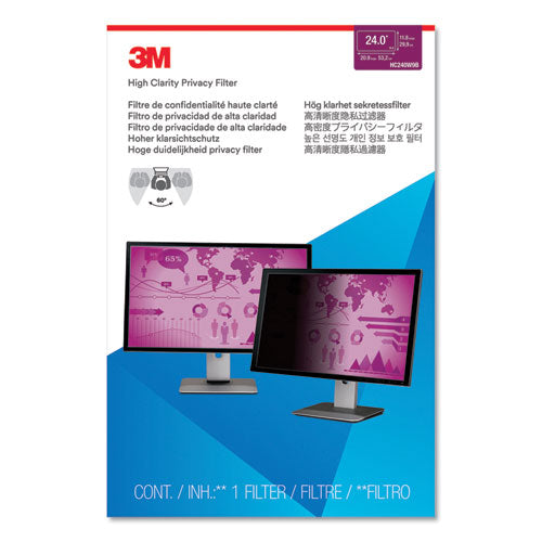 High Clarity Privacy Filter For 24" Widescreen Monitor, 16:9 Aspect Ratio
