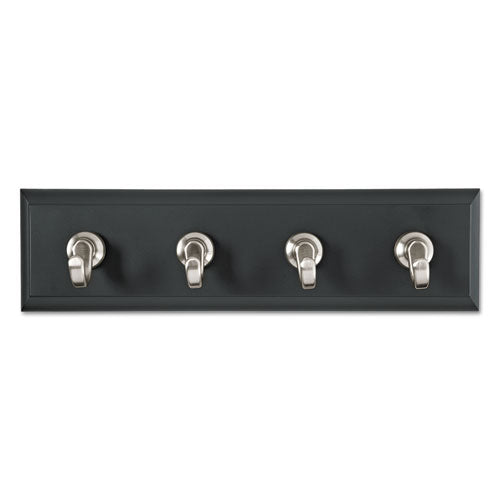 Decorative Key Rail, 8w X 1 1-2d X 2 1-8h, Black-silver, 4 Hooks-pack