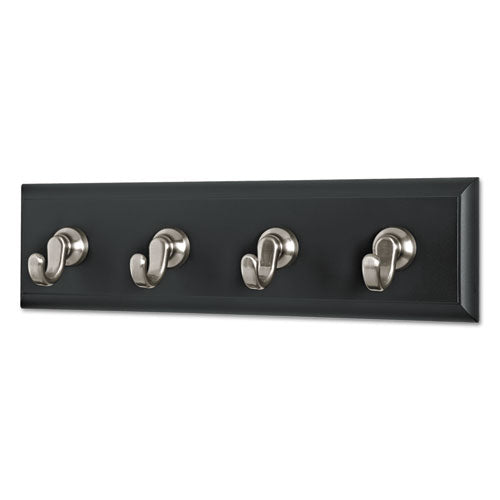 Decorative Key Rail, 8w X 1 1-2d X 2 1-8h, Black-silver, 4 Hooks-pack