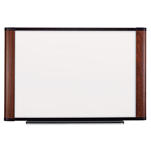Melamine Dry Erase Board, 72 X 48, Mahogany Frame