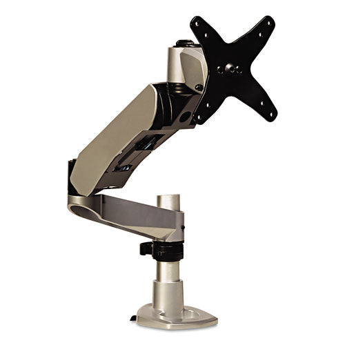 Easy-adjust Desk Single Arm Mount For 30" Monitors, 360 Deg Rotation, +90--15 Deg Tilt, 360 Deg Pan, Silver, Supports 20 Lb