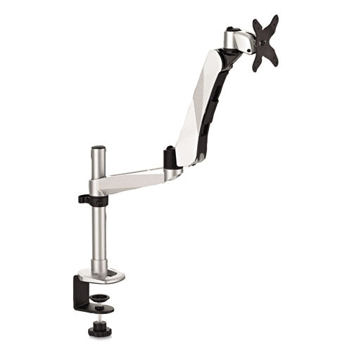 Easy-adjust Desk Single Arm Mount For 30" Monitors, 360 Deg Rotation, +90--15 Deg Tilt, 360 Deg Pan, Silver, Supports 20 Lb