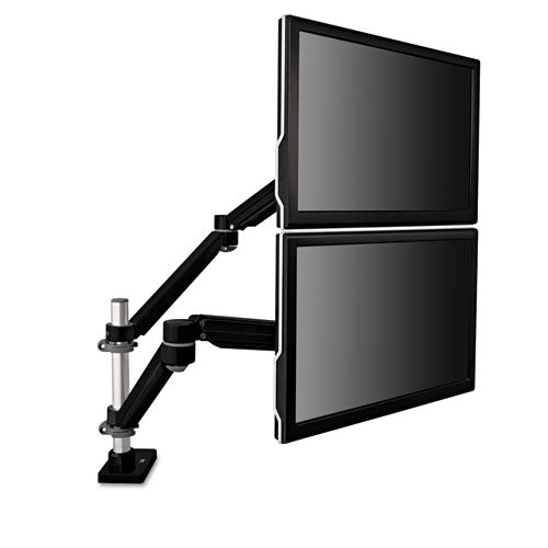 Easy-adjust Dual Monitor Arm, 4.5w X 25.5d X 27h, Black-gray
