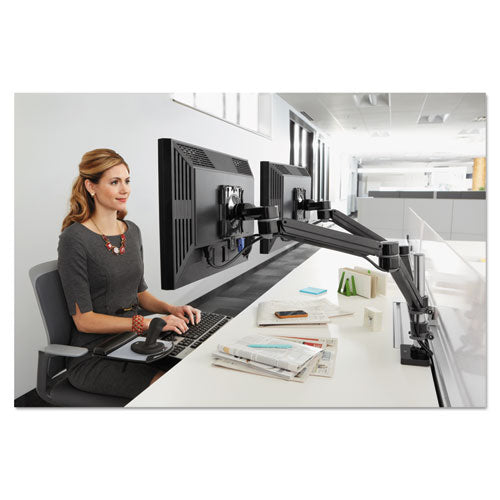Easy-adjust Dual Monitor Arm, 4.5w X 25.5d X 27h, Black-gray