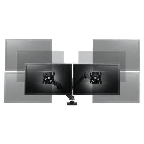 Easy-adjust Dual Monitor Arm, 4.5w X 25.5d X 27h, Black-gray