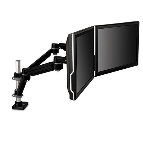 Easy-adjust Dual Monitor Arm, 4.5w X 25.5d X 27h, Black-gray