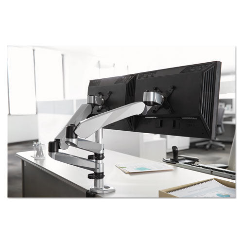 Dual Monitor Arm Mount, 5w X 21.5d X 27h, Silver