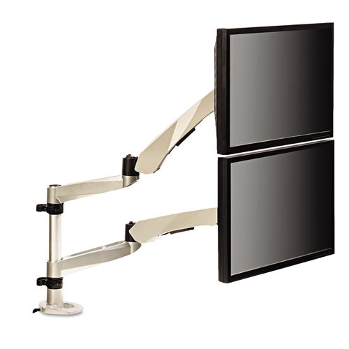 Dual Monitor Arm Mount, 5w X 21.5d X 27h, Silver