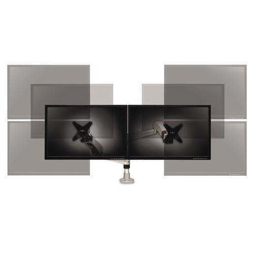 Dual Monitor Arm Mount, 5w X 21.5d X 27h, Silver