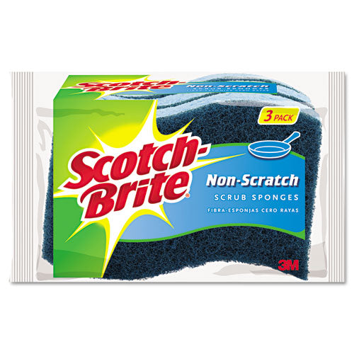 Non-scratch Multi-purpose Scrub Sponge, 4 2-5 X 2 3-5, Blue, 3-pack