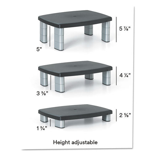 Adjustable Height Monitor Stand, 15 X 12 X 2.63 To 5.88, Black-silver