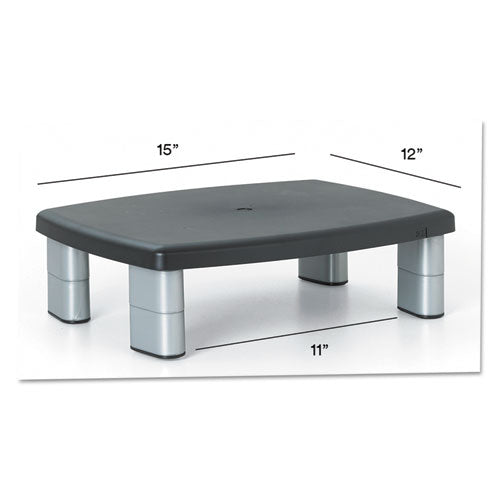 Adjustable Height Monitor Stand, 15 X 12 X 2.63 To 5.88, Black-silver