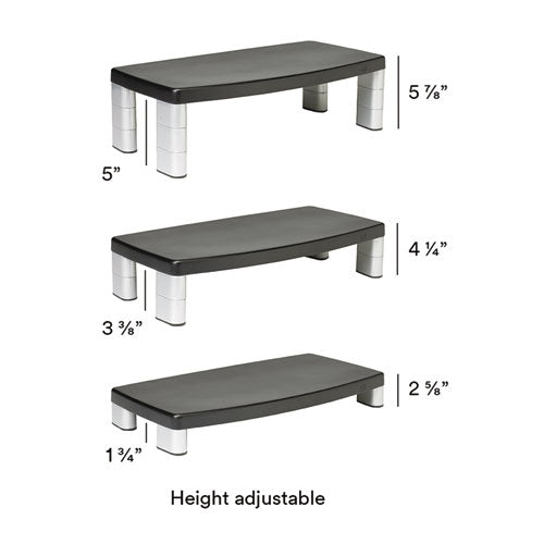 Extra-wide Adjustable Monitor Stand, 20 X  12 X 1 To 5 7-8, Black