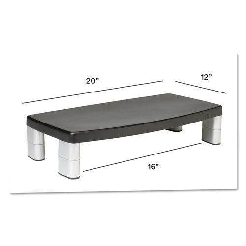 Extra-wide Adjustable Monitor Stand, 20 X  12 X 1 To 5 7-8, Black