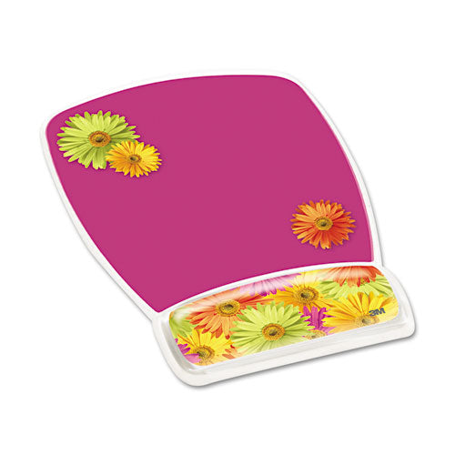 Fun Design Clear Gel Mouse Pad Wrist Rest, 6 4-5 X 8 3-5 X 3-4, Daisy Design